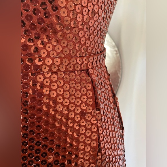Vintage 1970s HOT LAVA Copper Sequined Halter Gown By Lillie Ruben / Small - Picture 8 of 11